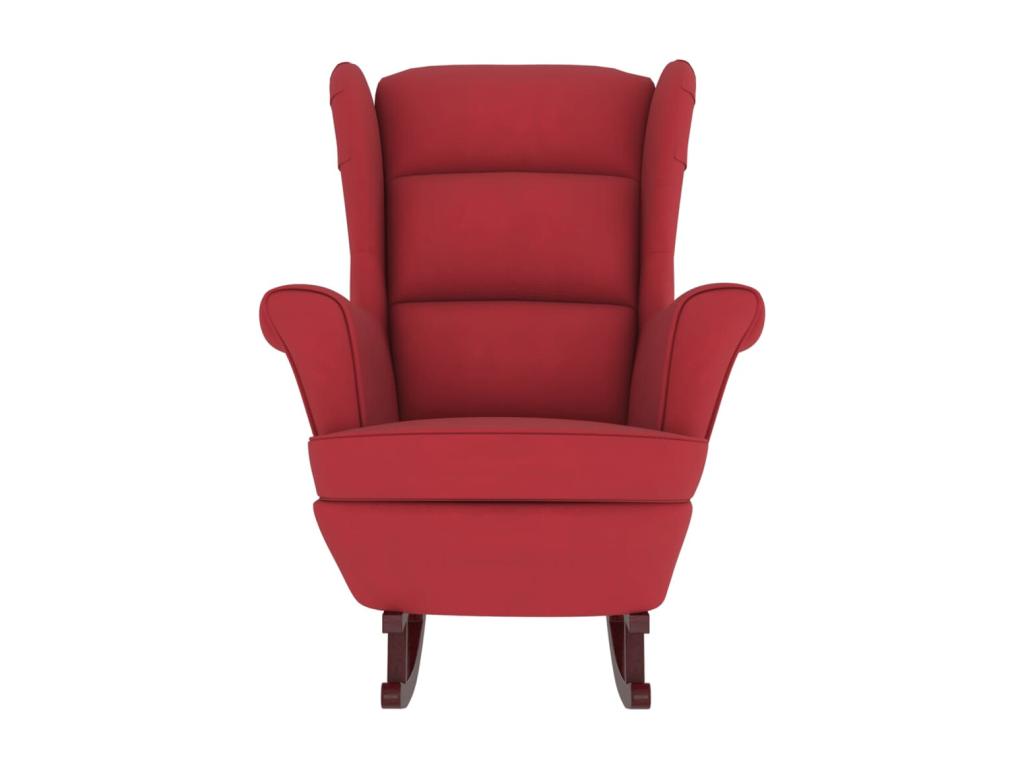 Rocking chair with rubberwood legs, burgundy red velvet