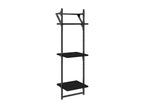 Set of 6 black engineered wood wall-mounted shelves with bars