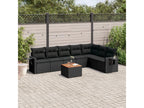 8-piece garden furniture set with cushions, black woven resin