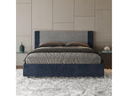 Upholstered bed without slatted base, 160x210 cm, Labirinto 09 fabric, Rosal blue