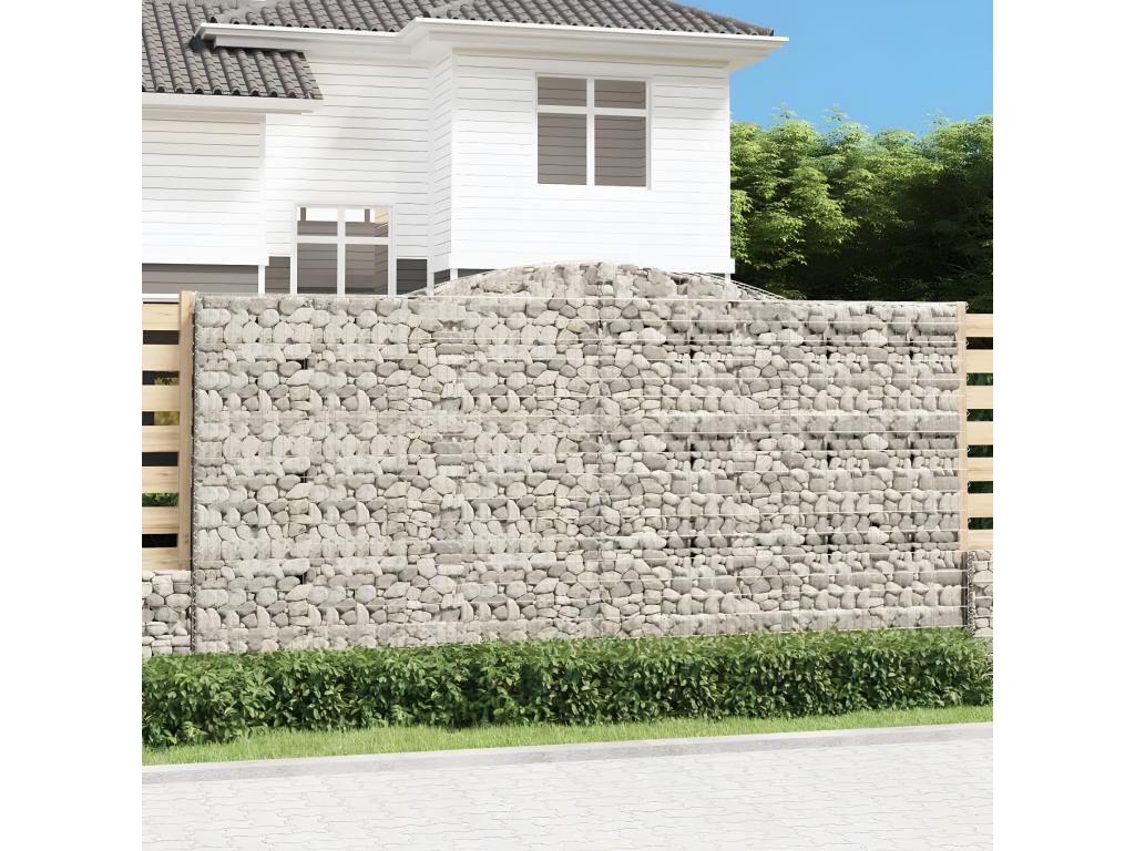 6-piece arched gabion baskets, 400x30x200/220 cm, galvanized iron