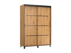 Meubiana light wood and black sliding door bedroom wardrobe - Width 120 cm