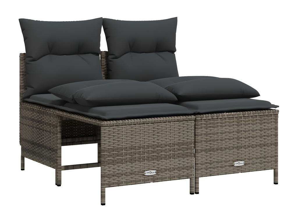 4-piece garden furniture set with grey resin wicker cushions