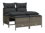 4-piece garden furniture set with grey resin wicker cushions