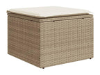 Garden furniture set with 10 beige resin wicker cushions