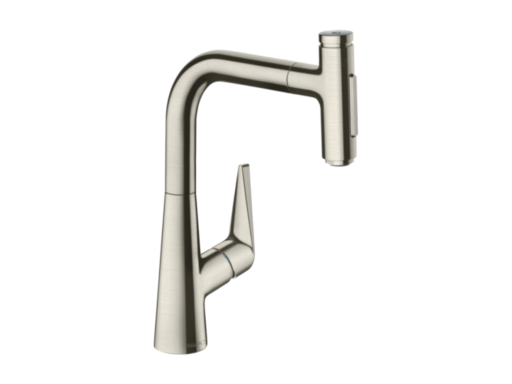 Meubiana Talis Select M51 220 sBox kitchen faucet with pull-out spray, 2 spray patterns, stainless steel look