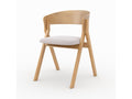 Chair in rubberwood and beige fabric - Meubiana