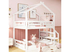 Bunk bed cabin style with storage - 90x200 cm - pine - Meubiana slatted base only on top - white