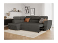 Meubiana 4-seater left-hand corner sofa bed with storage in fabric - Anthracite grey - W252 x D188 x H76cm - Meubiana