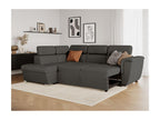 Meubiana 4-seater left-hand corner sofa bed with storage in fabric - Anthracite grey - W252 x D188 x H76cm - Meubiana