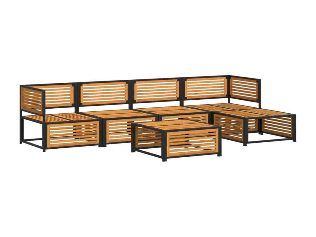 6-piece garden furniture set with cushions, solid wood by Meubiana