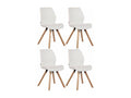 Set of 4 Scandinavian design dining chairs in white PVC with light wood legs 10 0001847