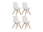 Set of 4 Scandinavian design dining chairs in white PVC with light wood legs 10 0001847