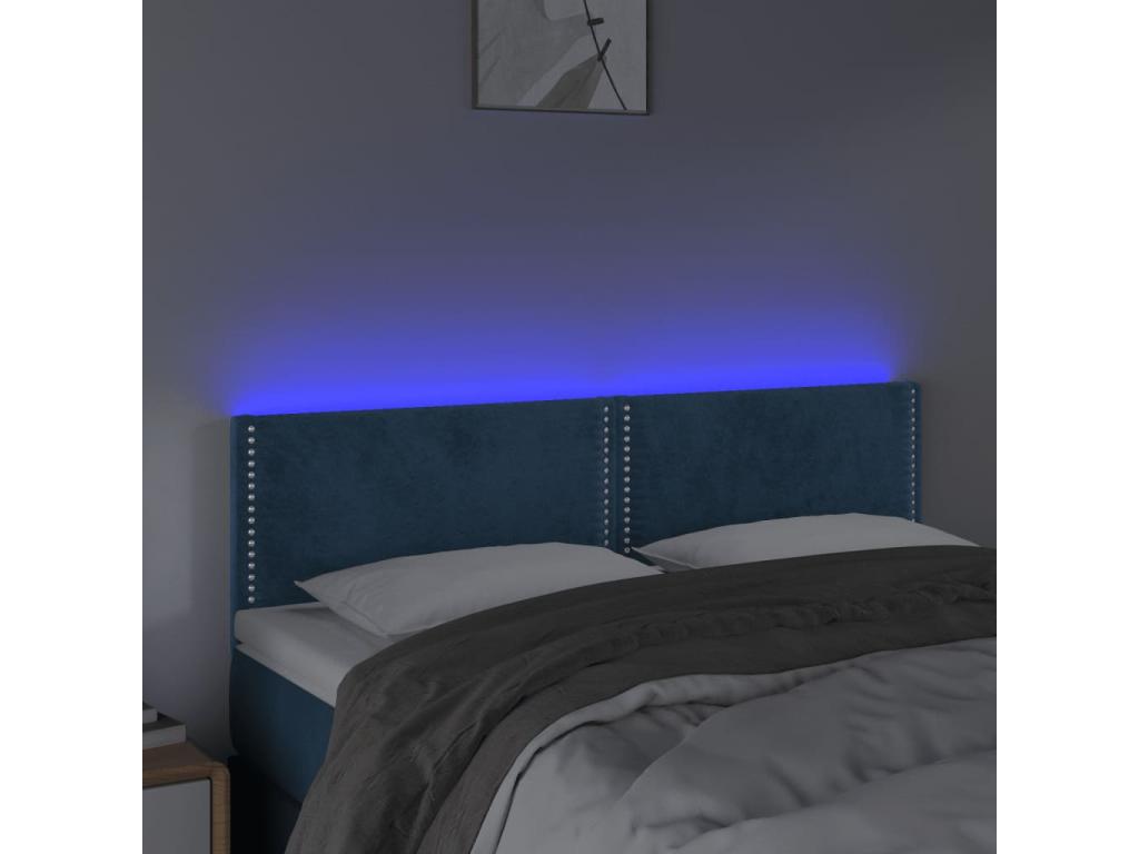 Dark Blue LED Headboard 144x5x78/88 cm Velvet
