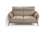 Contemporary 2-seater sofa with walnut wood and leather upholstery, Bima-Color Meubiana 00 White
