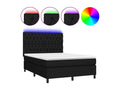 Meubiana bed base and mattress with LED light, black, 140x190 cm, fabric
