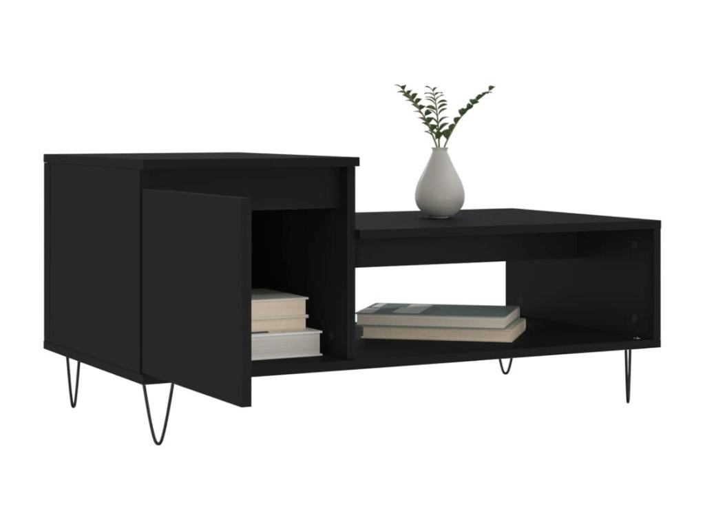 Black coffee table, 100x50x45 cm, engineered wood