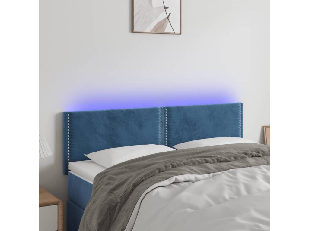 Dark Blue LED Headboard 144x5x78/88 cm Velvet