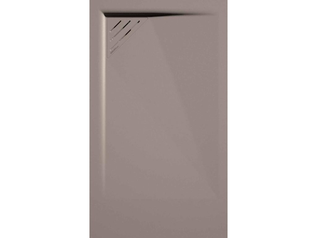 Sand-colored shower tray with smooth finish, Meubiana colored grate - 100x80 cm