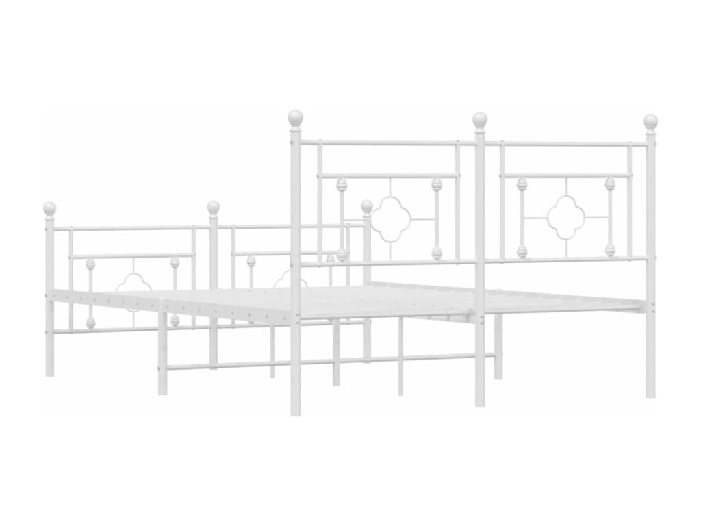 Metal bed frame without mattress and white bed legs, 140x190 cm