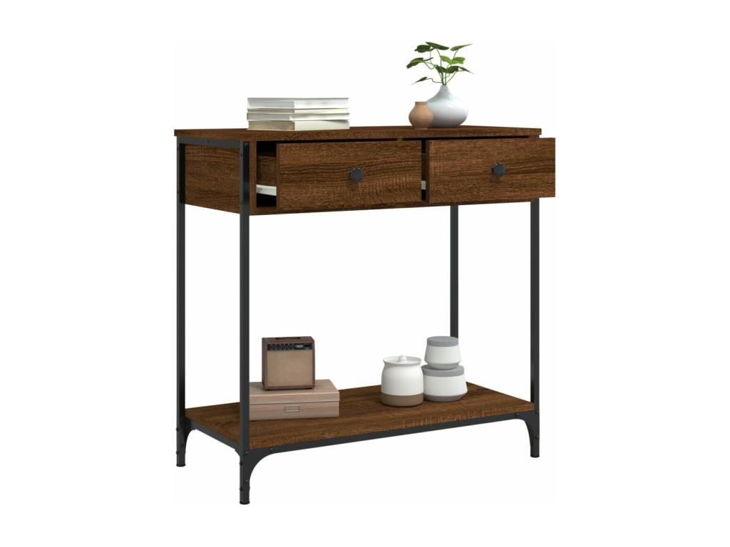 Brown oak console table, 75x34.5x75 cm, engineered wood