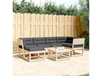 6-piece garden furniture set with cushions, solid pine wood
