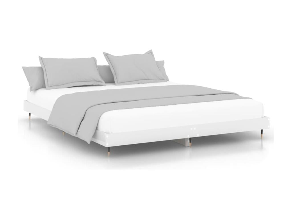 High-gloss white bed frame 180x200 engineered wood