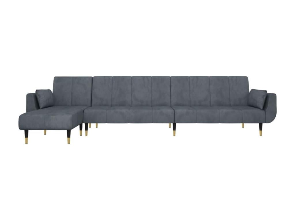 Grey L-shaped sofa bed 275x140x70 cm velvet