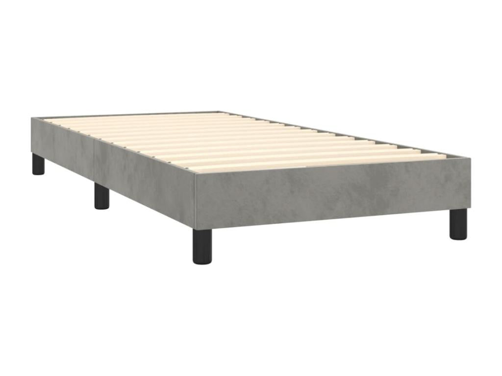 Meubiana bed base and mattress, light grey 90x190 velvet