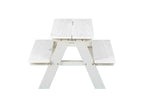Meubiana dining room set, table and bench set for children, white interior.