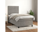 Meubiana bed base and mattress, light grey, 100x200 cm, velvet