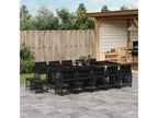 15-piece garden dining set with black resin wicker cushions