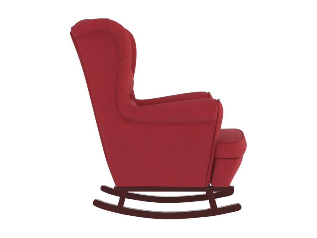 Rocking chair with rubberwood legs, burgundy red velvet