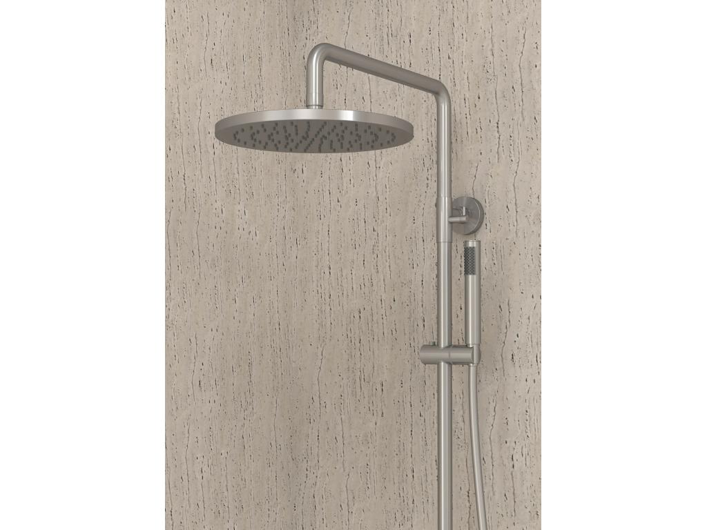 Thermostatic shower and bath column, brushed nickel - Meubiana