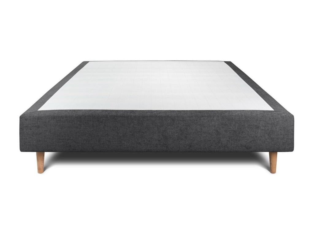 Upholstered bed base in black fabric, 140x190 cm, H35cm