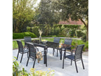 Extendable black aluminum garden furniture set for 6/10 people