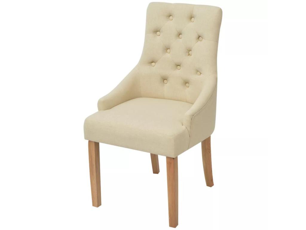 Dining Chairs 4 pcs Cream Fabric 11