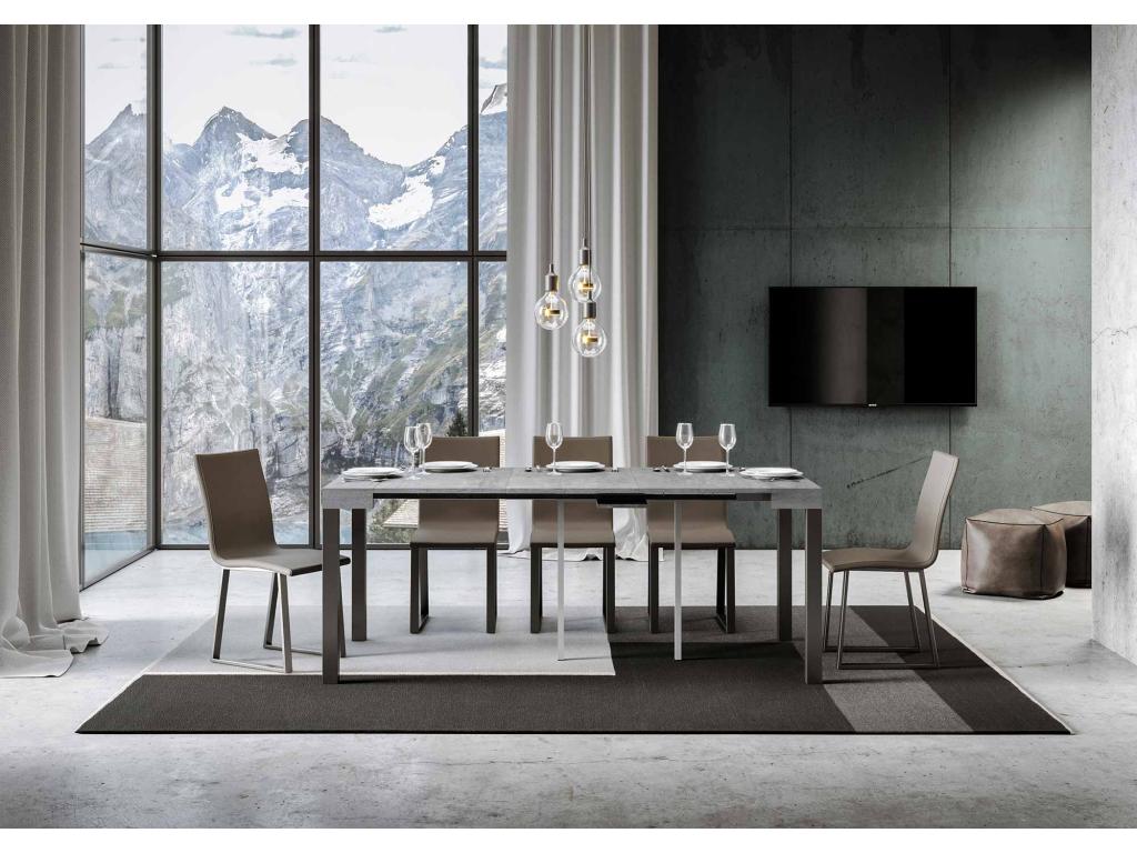 Extendable console 90x40/196 cm Everyday Small Concrete Gray Anthracite frame