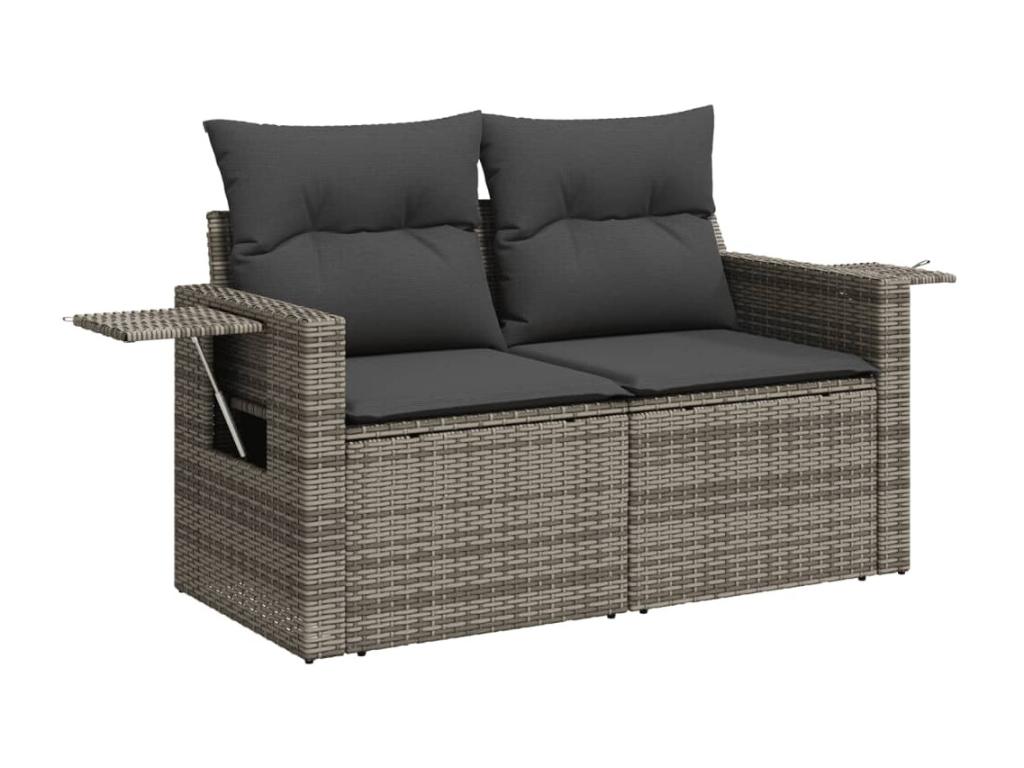 9-piece garden furniture set with grey resin wicker cushions