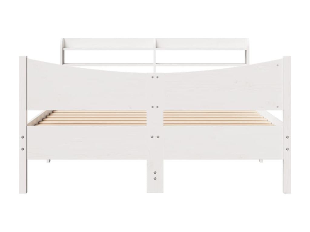 Bed frame with white headboard, 150x200 cm, solid pine wood