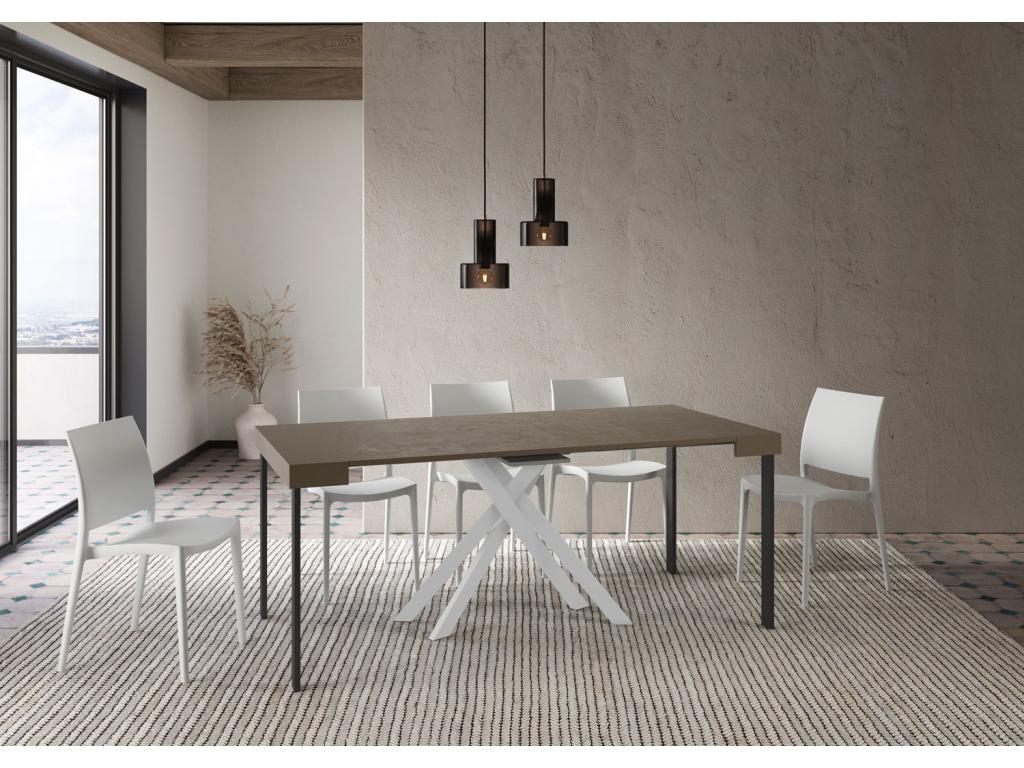 Meubiana Small extendable console table 90x40/196 cm with white legs