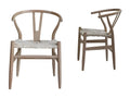 Set of 2 chairs in solid Meubiana wood with woven seats