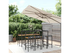 Meubiana 9-piece black poly rattan/solid wood garden bar set