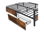 140x200cm metal bed with 2 drawers on Homzora - Brown