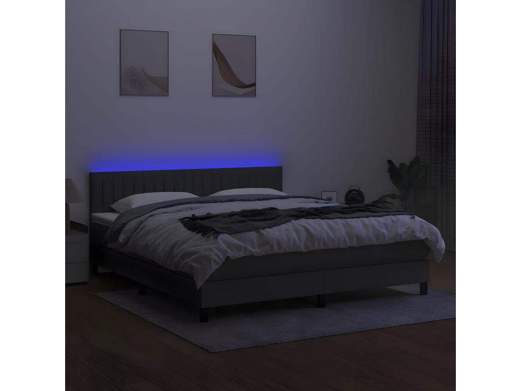 Meubiana bed base and mattress with LED lighting, Dark Grey, 180x200
