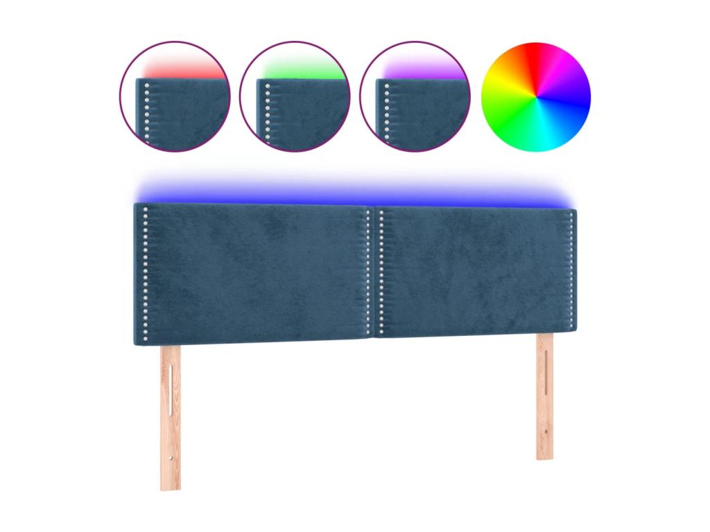 Dark Blue LED Headboard 144x5x78/88 cm Velvet
