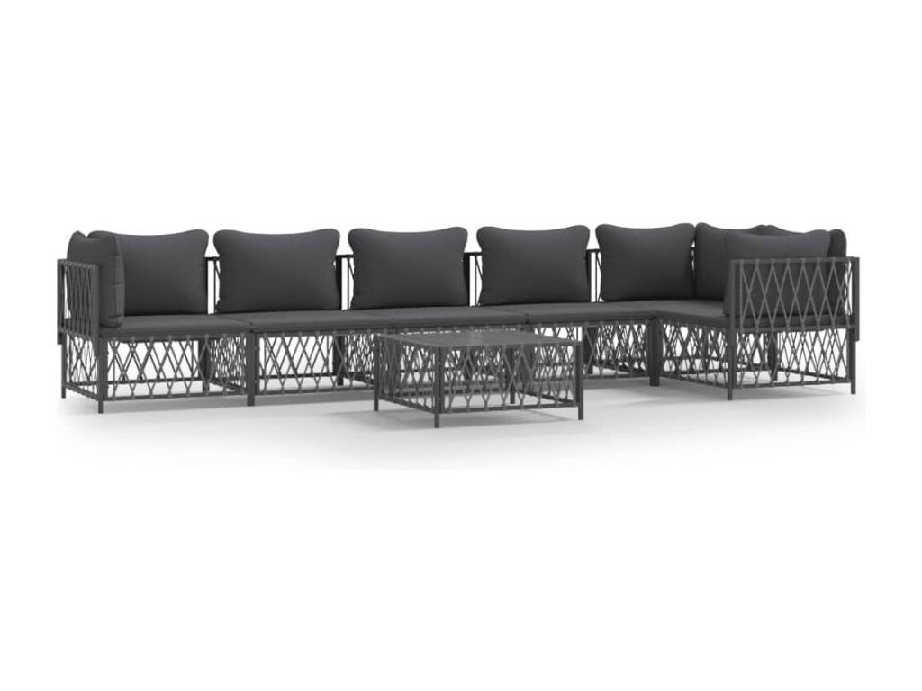 7-piece garden furniture set with anthracite steel cushions