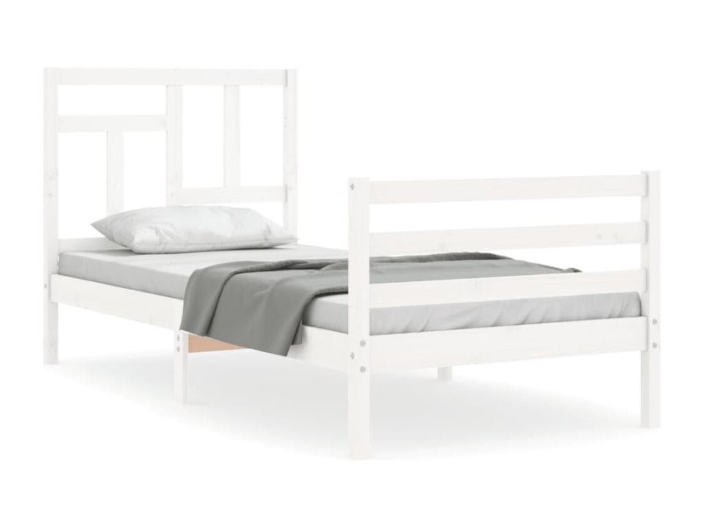 Bed frame without mattress, white, solid wood