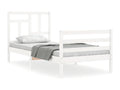 Bed frame without mattress, white, solid wood