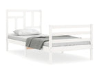 Bed frame without mattress, white, solid wood